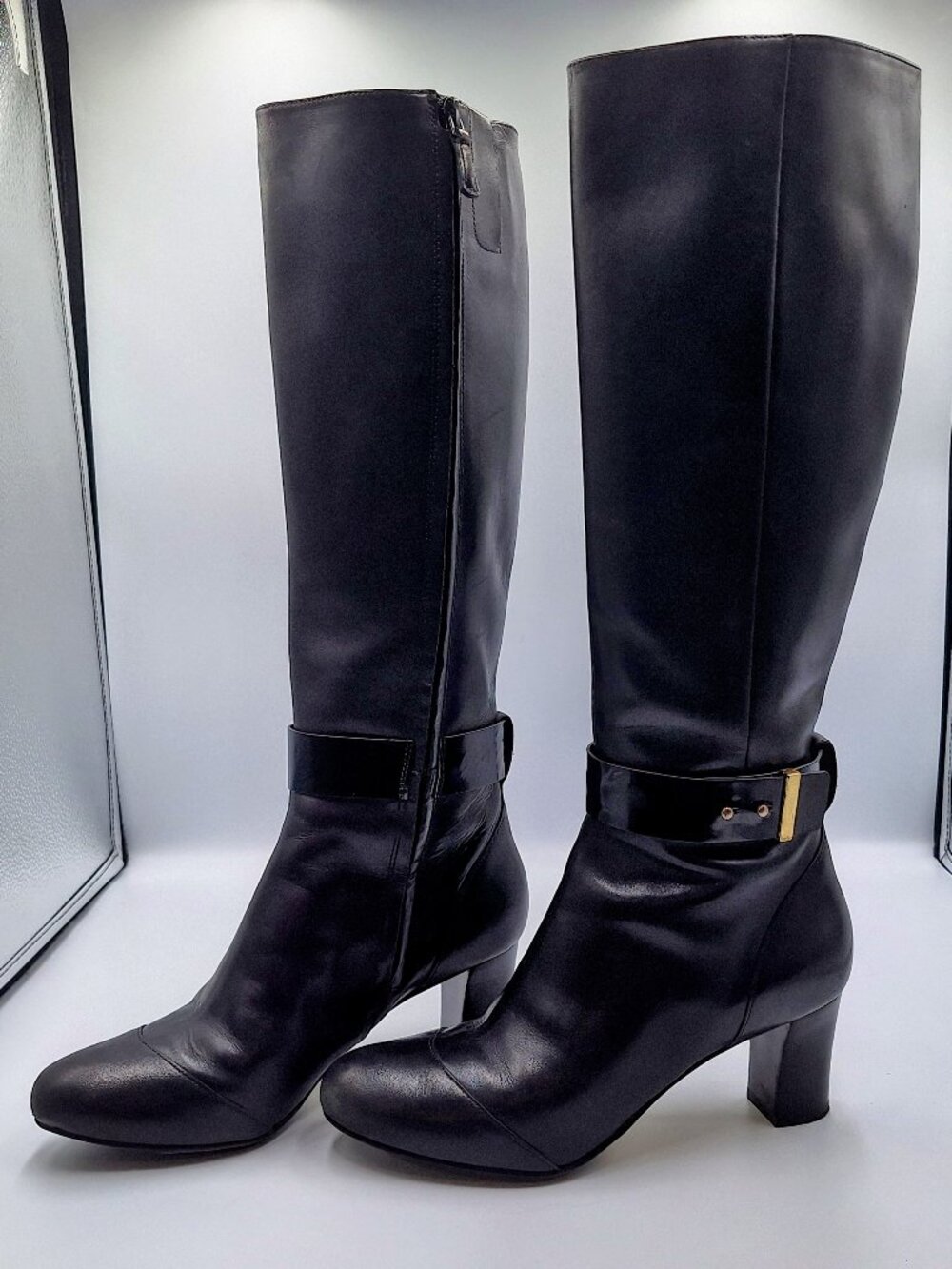 Cole Haan Miriam Black High Tall Knee Heels 7.5 AS IS - See Photos